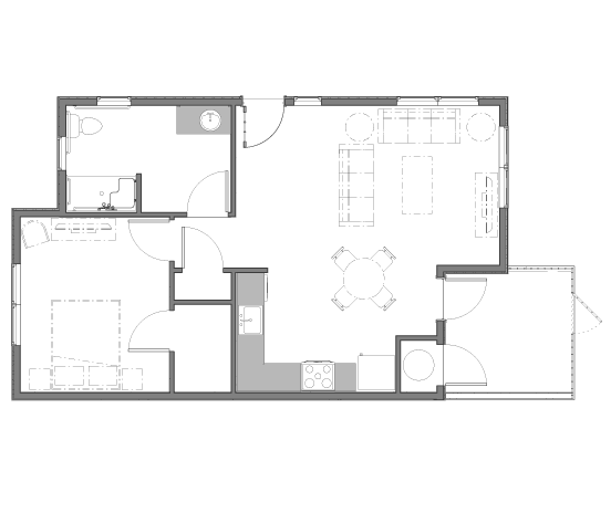 Burney Commons Apartments | One Bedroom | One Bathroom Floor Plan